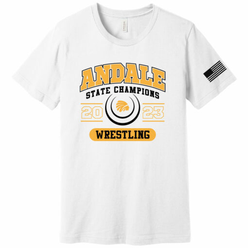 2023 Indians Wrestling State Champs Bella+Canvas Short Sleeve Combed Cotton Tee