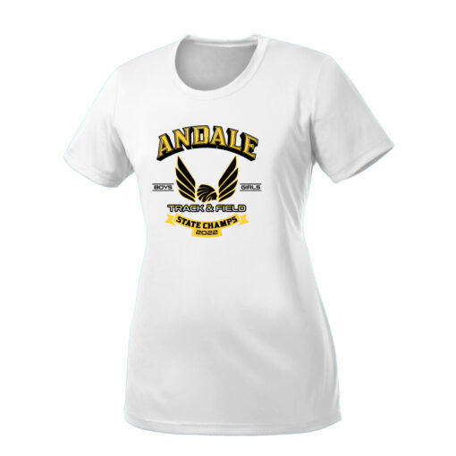 2022 Andale Indians Track State Champs Ladies Performance Tee - Image 2